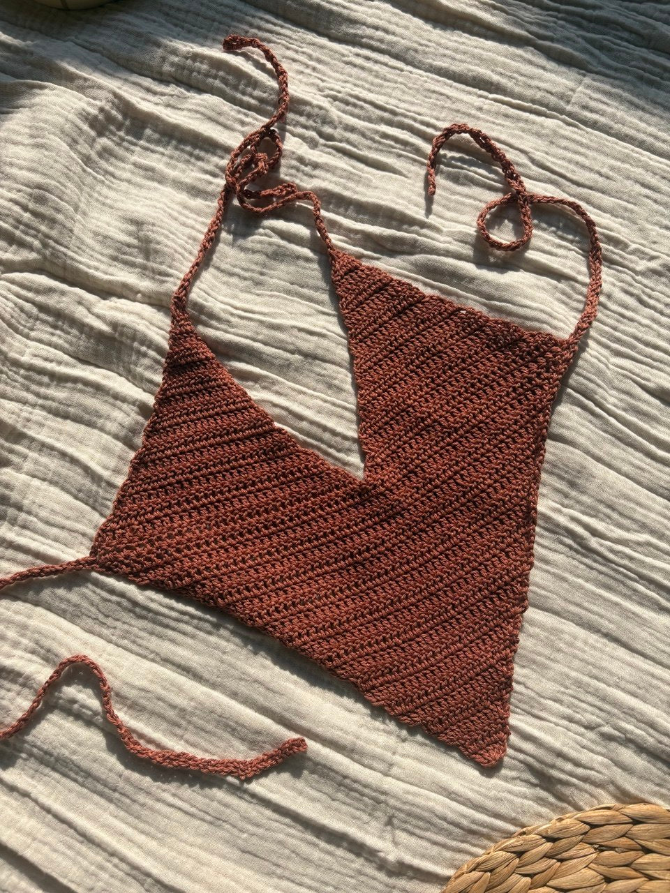 Crochet shell diamond top triangle top handmade in italy