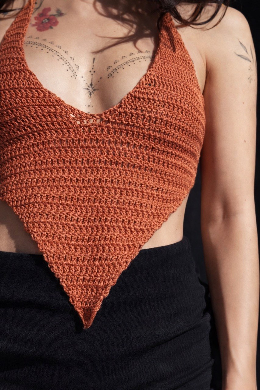 Crochet diamond shell top traiangle model bohemian for summer 
