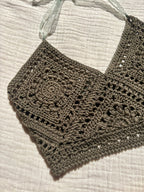 Earth mandala crochet top wild sage green handmade in italy by my sunflower lab dettagli della lavorazione