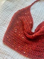 Crochet Halter Crop Top Handmade Terracotta | Ready-to-Wear