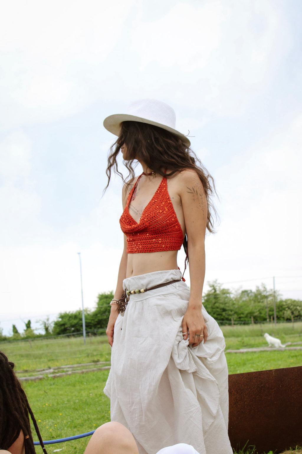 Crochet Halter Crop Top Handmade Terracotta | Ready-to-Wear