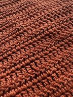 Close up of the details of the texture/pattern of the crochet top 